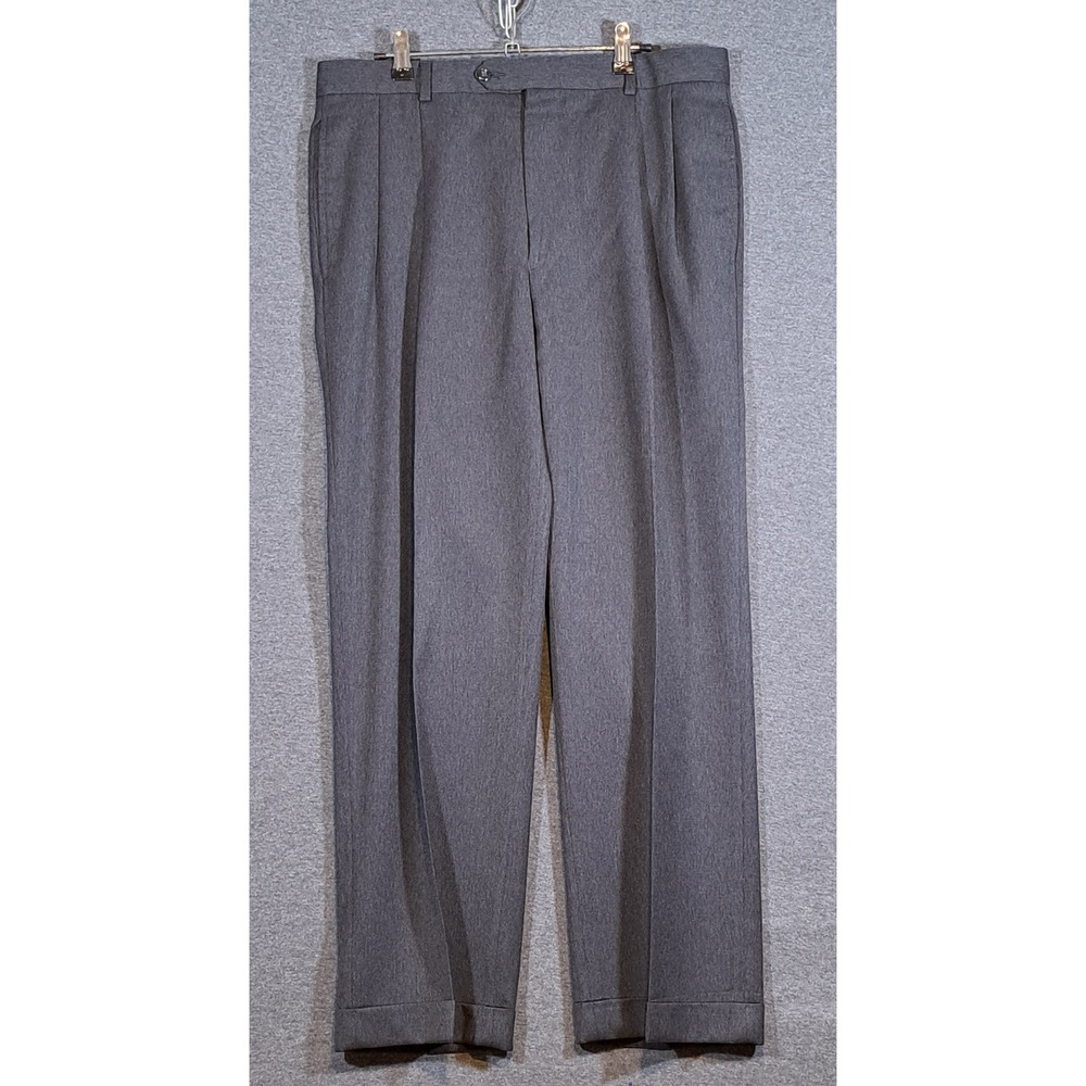 Jos. A Bank Executive Collection Mens Gray Wool Pleated Cuffed Dress Pants 34x30